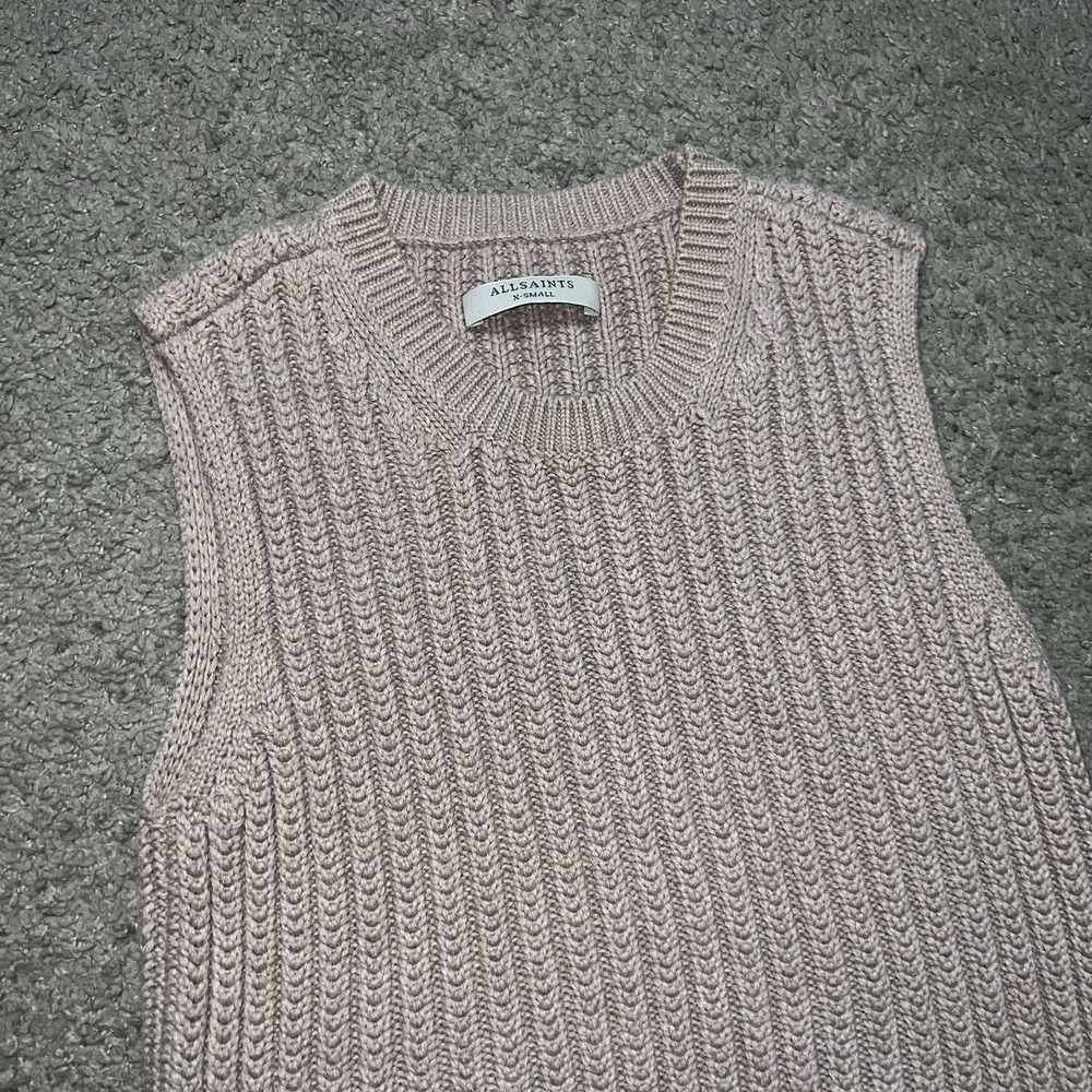 AllSaints Sweater Vest Womens XS Tan Wick Rib Tank Cotton Knit Top